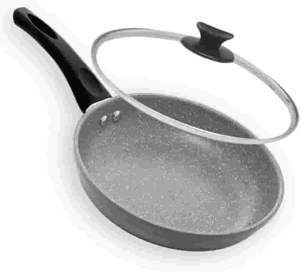 Frigideira Granilite Cinza 24cm com Tampa Indução Revestimento Cerâmico Antiaderente Cabo Soft-Touch