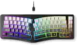 7KEYS Teclado ergonômico com fio, 69 teclas compactas com teclas de seta, retroiluminação RGB para PC, laptop, desktop (preto)