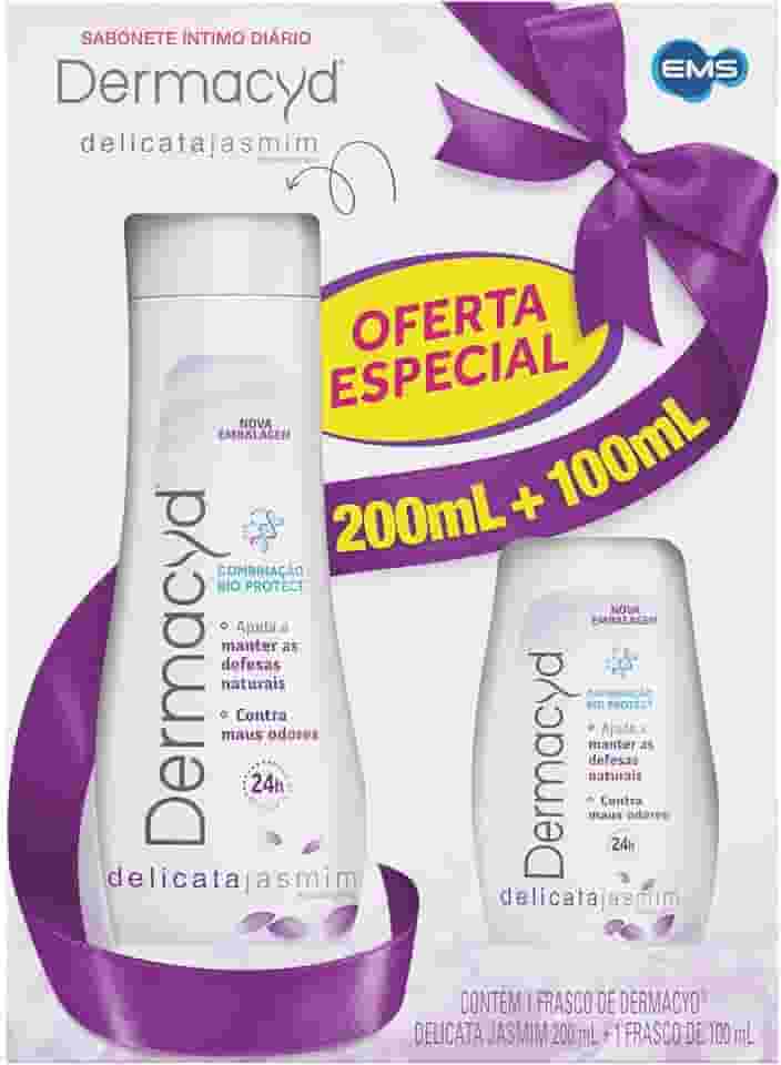Kit Dermacyd Delicata Sabonete Íntimo 200 mL + 100 mL – pH Equilibrado, Frescor Jasmim, Higiene Feminina Diária (Kit Econômico) – 300 mL total
