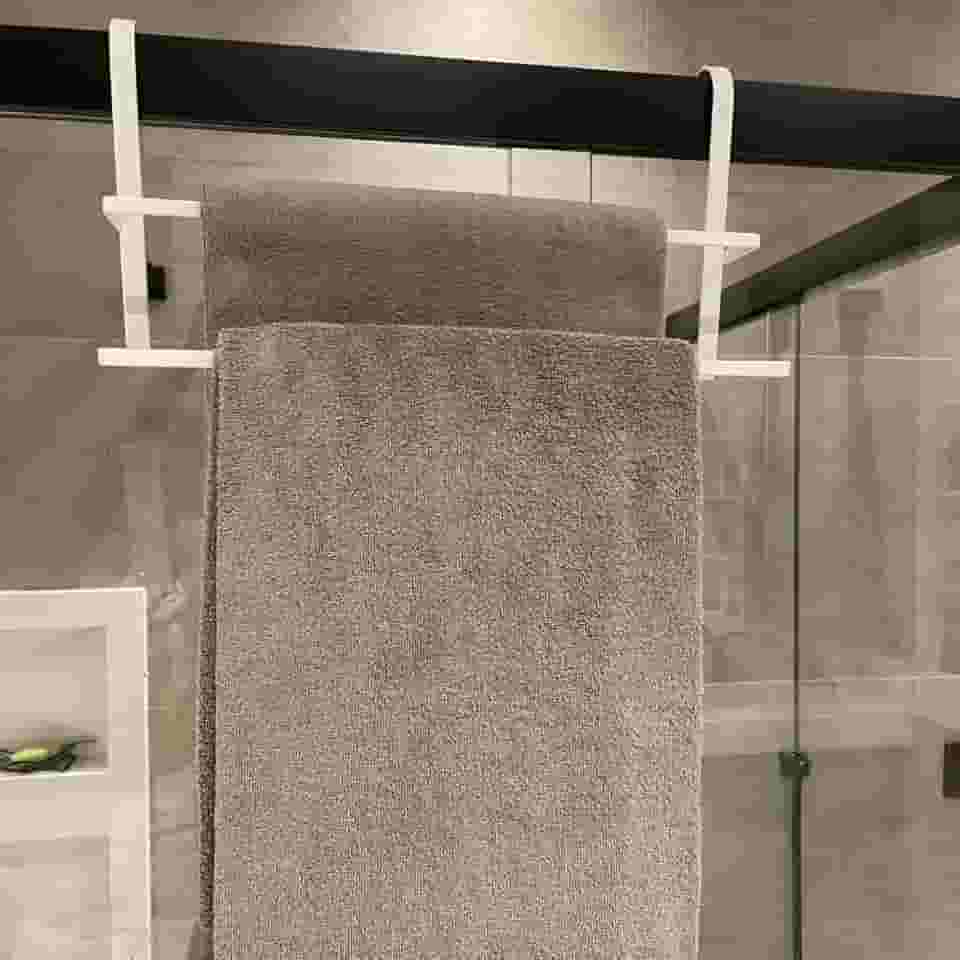 SUPORTE TOALHEIRO DUPLO PARA BOX BANHEIRO PORTA TOALHA DUPLO BOX REFORÇADO (Branco)