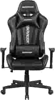 MAX RACER - Cadeira Gamer Skilled - Poltronas Gamer de Aço, Cadeira Ergonômica para Jogos - Até 150kg, Giratória, Braços 1D, Tecido Sintético PVC, Inclinação 180°, Almofada Cervical e Lombar - Preta