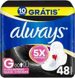 Absorvente Noturno Always Noites Tranquilas Suave com Abas Leve 48 Pague 40, Always