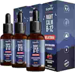 Night Calm B12: Melatonina e Vitamina B12 em gotas, com Sabor Frutas Vermelhas, Unidade 30 ml, Bigens. (Kit 3)