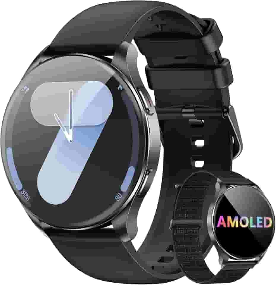 Smartwatch Redondo AMOLED 1.43" - Relógio Inteligente com Chamadas Bluetooth, 130+ Modos Esportivos, IP68, Compatível Android/iOS - Unissex