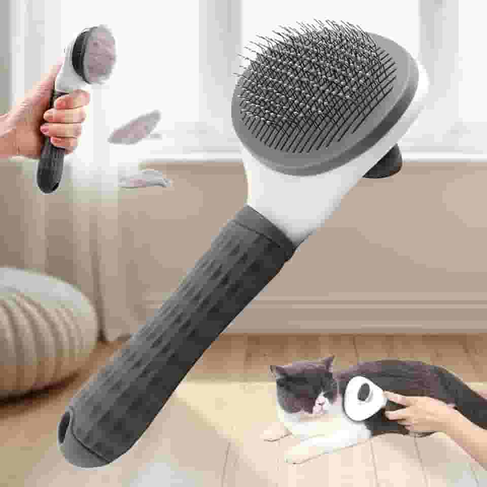 1 escova para cães e gatos de estimação - pente de aço inoxidável para cabelos longos, queda e desaparamento, pente de cabelo suave para gatos e cães