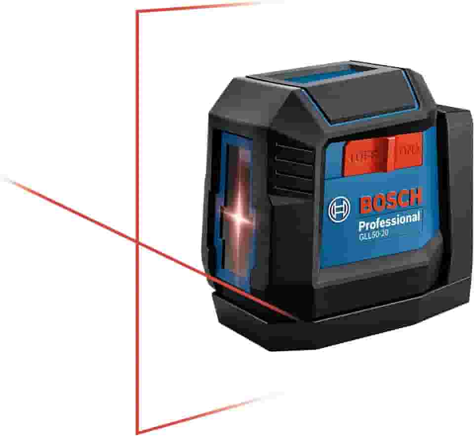 BOSCH GLL50-20 Laser de linha cruzada autonivelante de 50 pés, inclui suporte magnético integrado e 2 pilhas AA