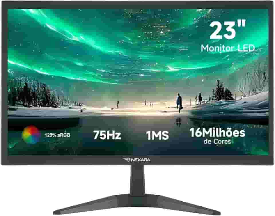 Monitor LED 23 Polegadas Full HD 75Hz - Tela de Computador com Imagens Nítidas e Cores Vibrantes, Tecnologia Anti-Cintilação, Design Compacto para Home Office, Jogos e Entretenimento