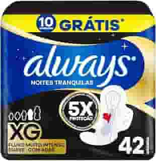 Always Noites Tranquilas Suave, Absorvente Tamanho XG, 42 Unidades