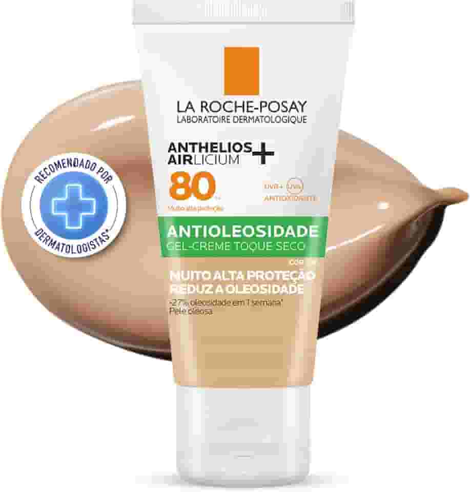 La Roche-Posay, Anthelios Airlicium, Protetor Solar Facial Antioleosidade com Cor, Controle de Oleosidade, Efeito Matte, Toque limpo, Ação anti-transferência da cor, Cobertura