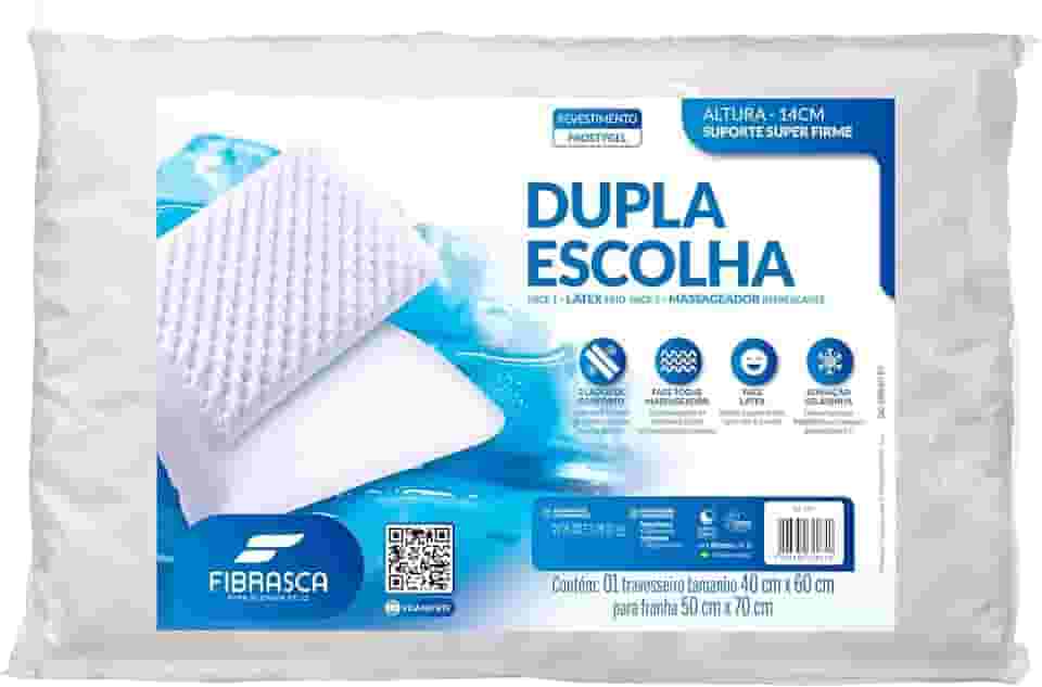 Travesseiro Ortopédico Latex Alto Firme - Dupla Escolha – p/Fronhas 50x70cm - Fibrasca - Branco