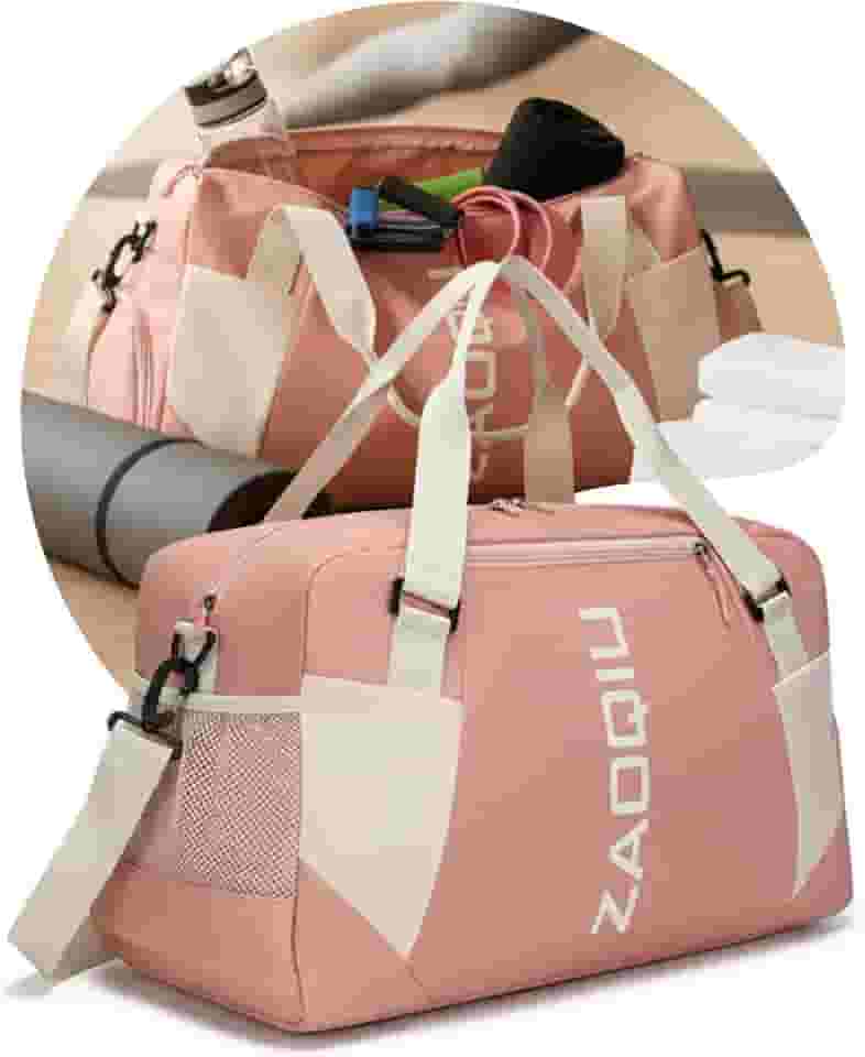 Bolsa de Viagem e Academia Mala de Mão com Área Molhada Compartimento para Tênis Alça Ajustável Ideal para Avião Academia Praia e Fim de Semana (Rosa)