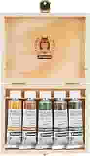 Schmincke - HORADAM® AQUARELL, Super Granulation Set Urban, tubos de 5 x 15 ml, 74 893 097, caixa de madeira, tons de granulação muito fortes, melhores aquarelas super granuladas