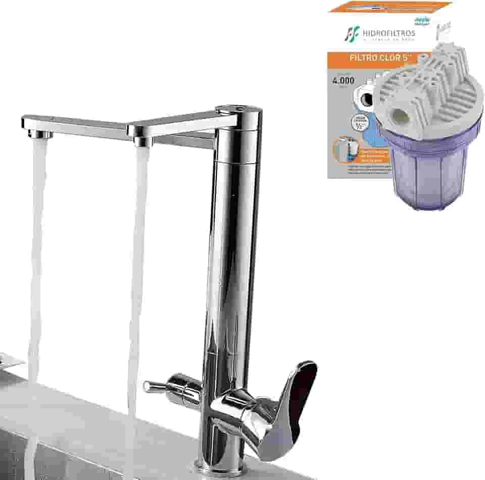 Torneira Inox para Cozinha com Suporte para Filtro | Ideal para Bancada