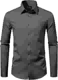 Camisas sociais masculinas de manga comprida com botões, cor lisa, casual, negócios, modelagem regular com bolso