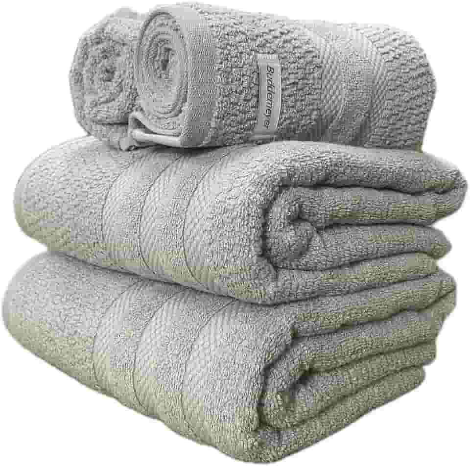 Jogo De Banho Buddemeyer Vanilla Extra Soft 100% Algodão Toalha Alta Absorção Macia Grande 4 Peças - Banho e Rosto - Presente (Cinza 1825)