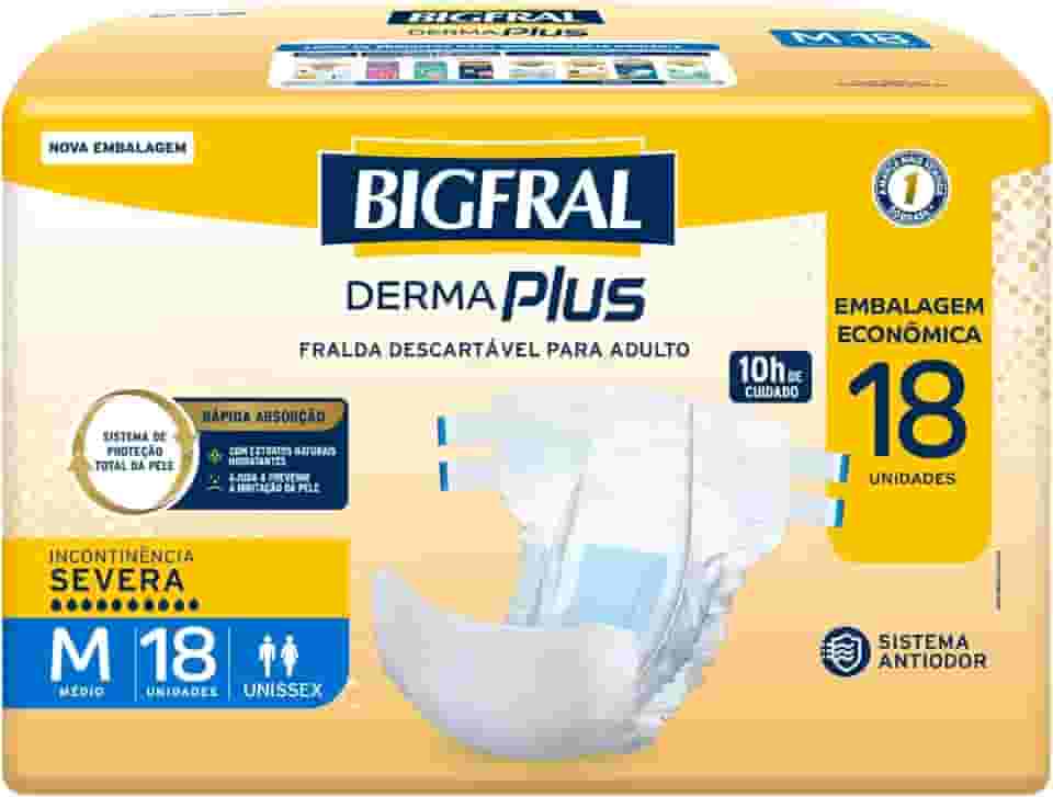 Fralda Bigfral Derma Plus Econômica M 18 Unidades