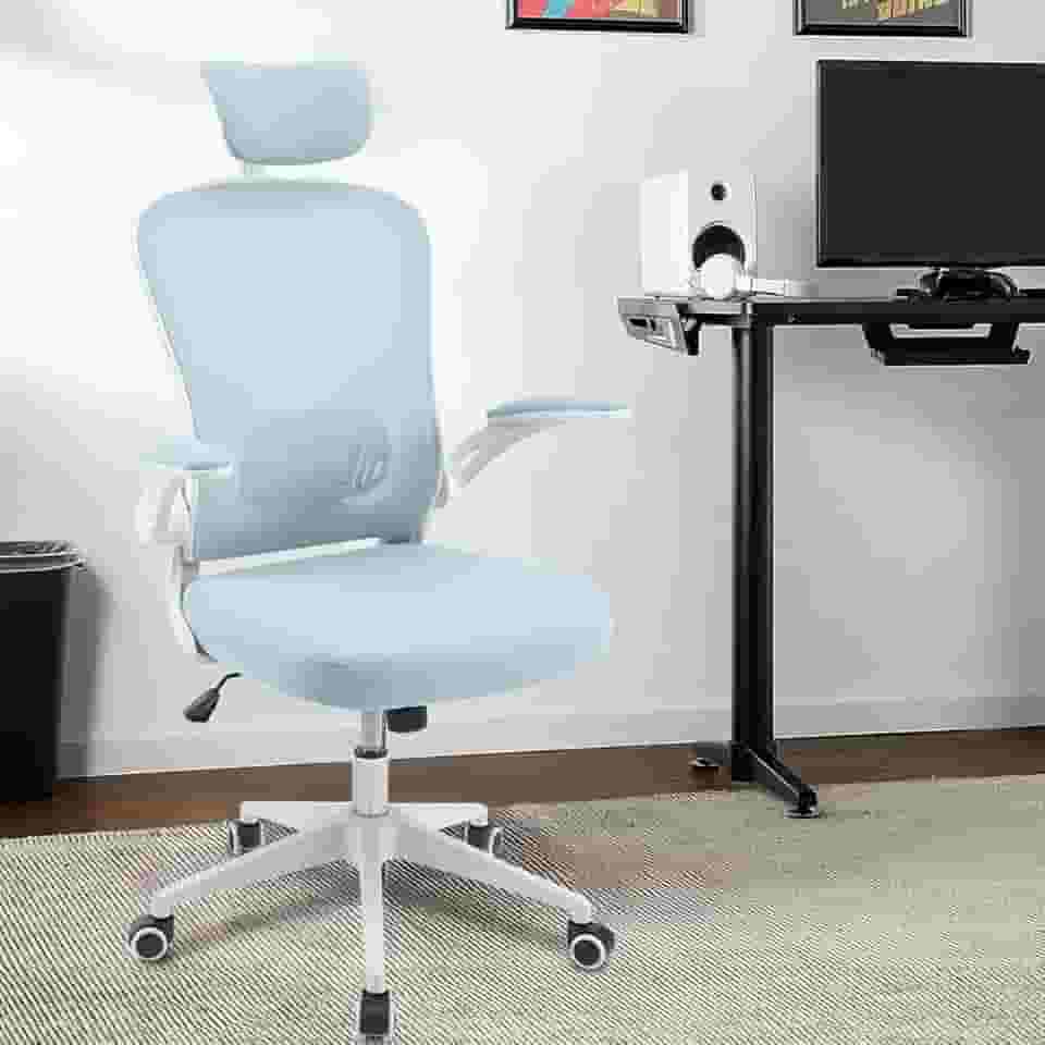 Cadeira de escritório ergonômica com estofado de mesh (Verde)