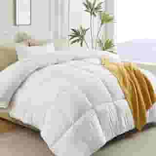 L LOVSOUL Edredom branco king size, enchimento de edredom alternativo para todas as estações, edredom king, edredom de cama com abas de canto