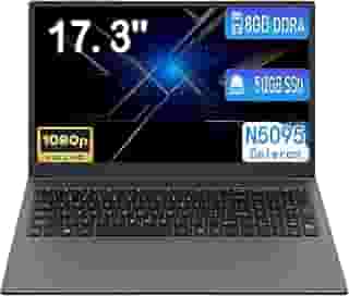 MTWZMM Laptop de 17 polegadas, 8 GB RAM 512 SSD, tela FHD 1920 x 1080 de 17,3 polegadas, Celeron N5095 (até 2,9 GHz), Win 11, WiFi 5, Bluetooth 5.0, USB 3.0, webcam, HDMI, para estudantes e negócios
