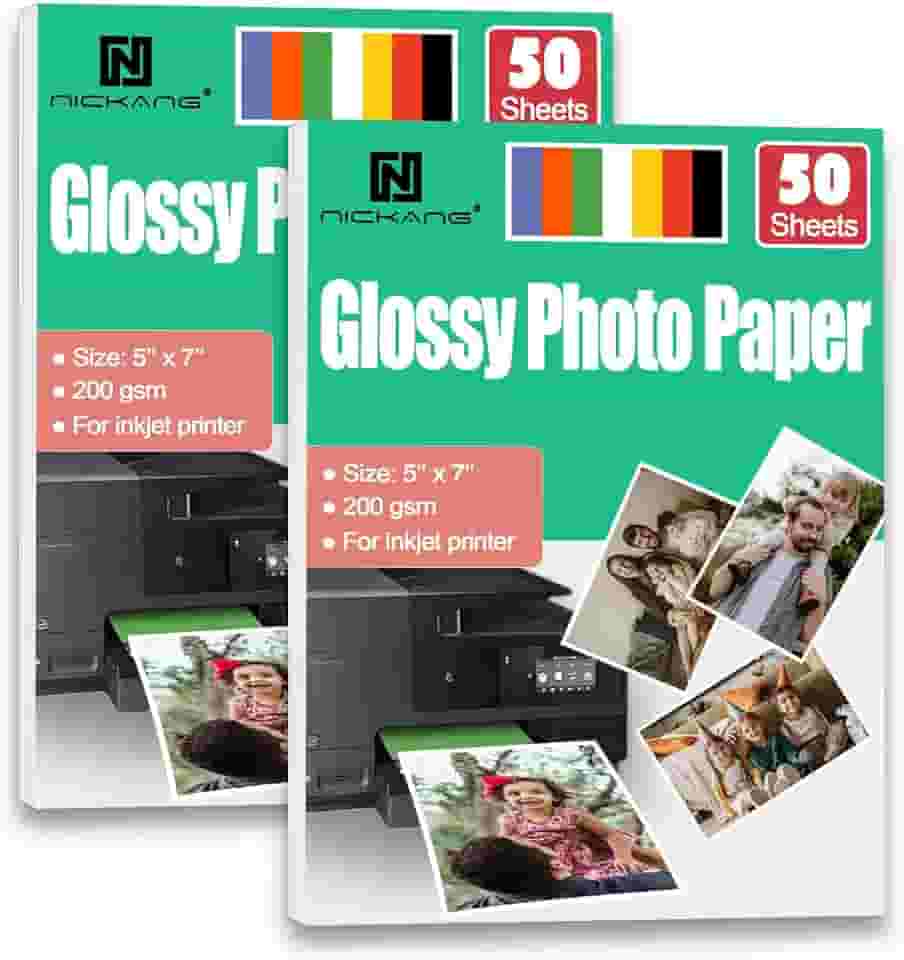 Papel fotográfico, papel fotográfico brilhante 12 x 18 cm, papel para impressora fotográfica, para impressora jato de tinta, 100 folhas a granel, 200 g/m²