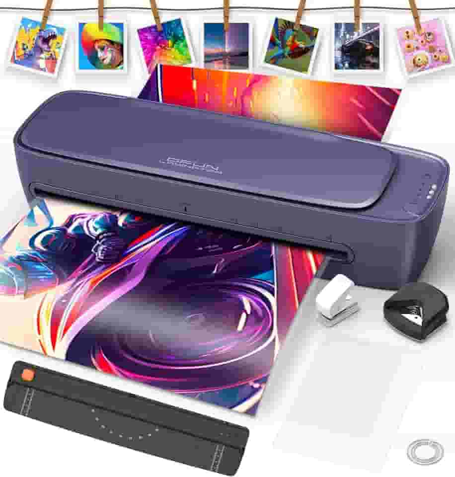 QFUN Plastificadora e Laminadora A3 Silenciosa para Casa, Escola e Pequenos Negócios, Emplastificadora Multifuncional com Corte, Canto Arredondado e Painel Touch, Violeta, 220V