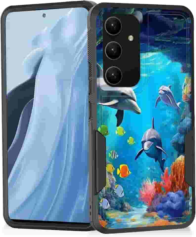 Capa para Galaxy S25, capa protetora resistente à prova de choque resistente à prova de choque para Samsung Galaxy S25 de 6,2 polegadas 2025, golfinhos do mundo subaquático