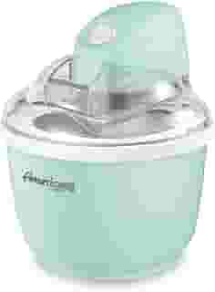 Maxi-Matic EIM-520, máquina elétrica caseira fácil automática, calha de ingredientes, interruptor liga/desliga, sem necessidade de sal, sorvete cremoso, gelato, iogurte congelado ou sorbet, 1 litro, azul