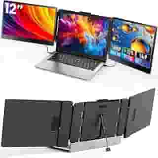 Fagomfer Extensor de tela de laptop, extensor de monitor triplo de 30 cm, ultrafino, 1080p FHD IPS, monitor portátil para laptop com suporte compatível com Mac Windows Linux Switch PS4/5