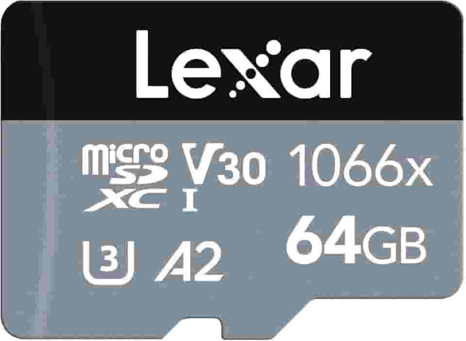 Lexar Cartão de Memória 1066x micro SD 64GB - 160MB/s Leitura, 70MB/s Escrita, C10, U3, V30, A2 - Silver