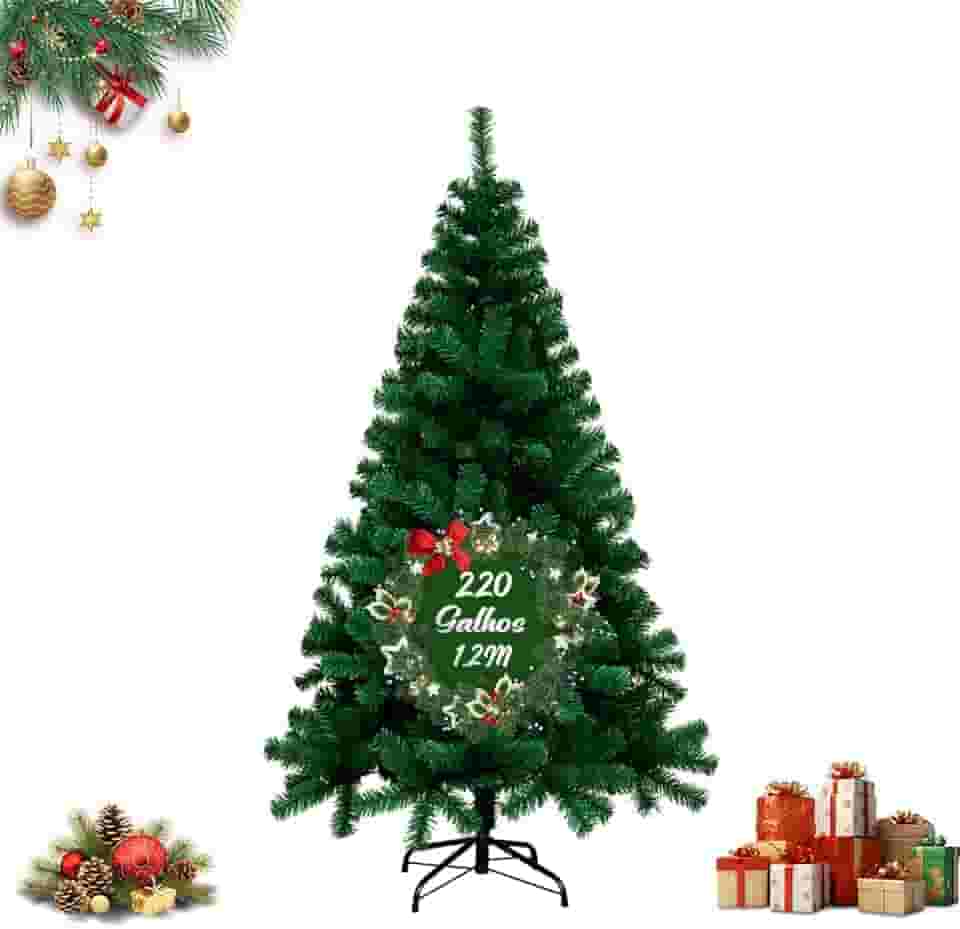 Árvore De Natal 1,20m Pinheiro Luxo 220 Galhos Cheia Resistente Pinheiro De Natal Tradicional Verde Premium Cheia — Realista e Elegante Natal Encantador Decoração de Casa