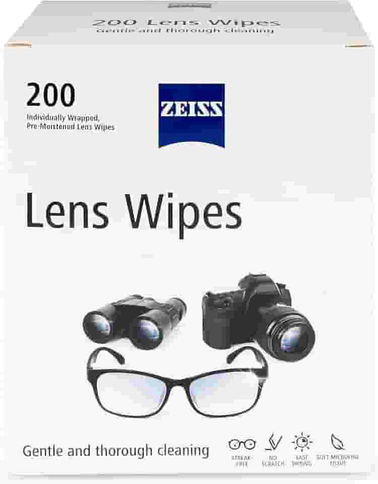 Lenços de limpeza de óculos ZEISS – 200 lenços pré-umedecidos para limpeza de óculos