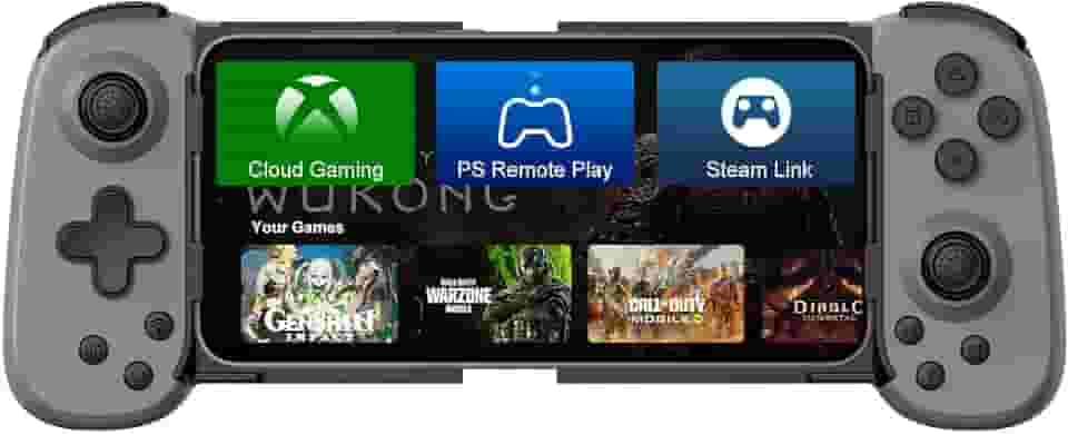 Controle de telefone sem fio para iPhone/Android, controle de jogo móvel com joystick Hall, adequado para jogos Xbox Cloud, PS Remote Play, Steam Link, Call of Duty e mais - cinza