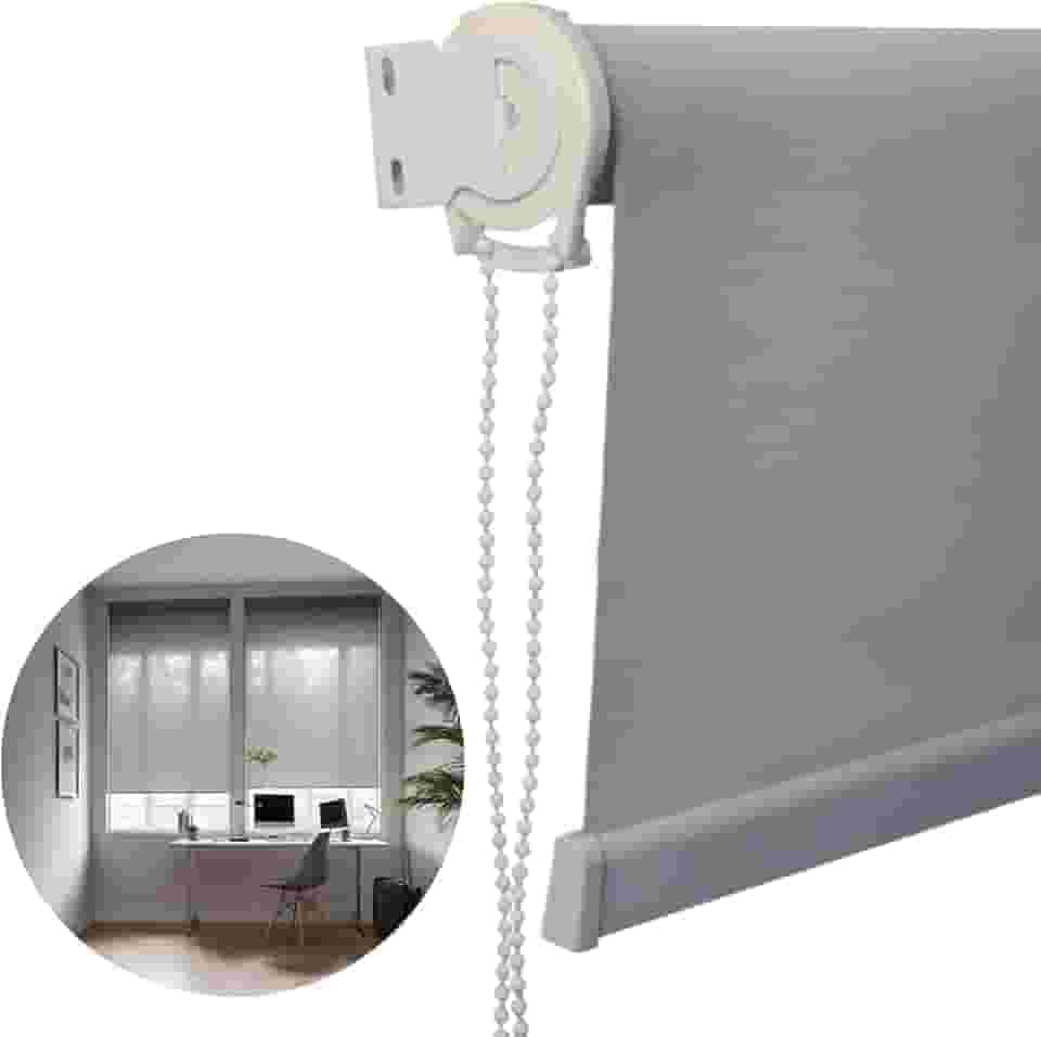 Atlas - Persiana Rolo de Tela Solar de Trama Intermediária de 3%, Tamanho de 80x160cm, Cor Cinza