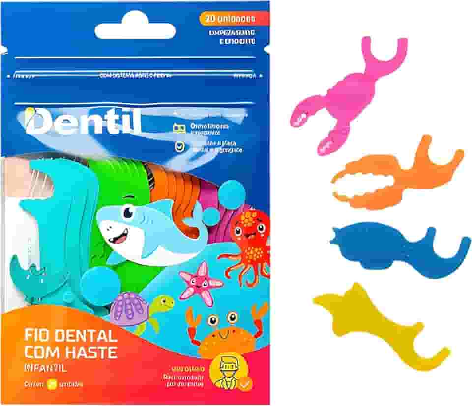 Fio Dental Dentil Kids Com Haste 20 Unidades
