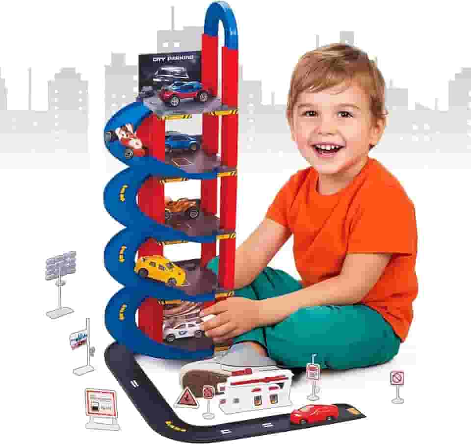 Pista De Carrinhos Brinquedo Infantil Corrida Estacionamento 4 Andares Acompanha 6 Carrinhos
