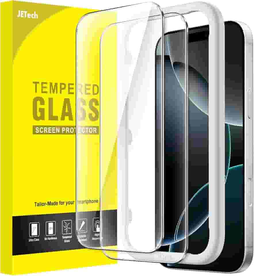 JETech Película de Vidro Temperado para iPhone 16 Pro 6,3 Polegadas, Protetor de Tela com Ferramenta de Fácil de Instalar, Amigável ao Caso, HD Transparente, Pacote com 2