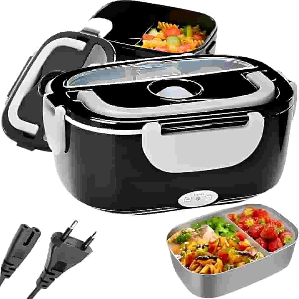 Marmita Elétrica Portátil 1,5L com Aquecimento Rápido e Tampa com Trava BiVolt 110V/220V Preta Premium