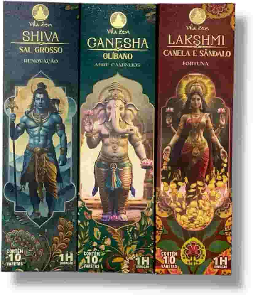 Kit 3 Incensos Vila Zen Deuses Hindus Prosperidade