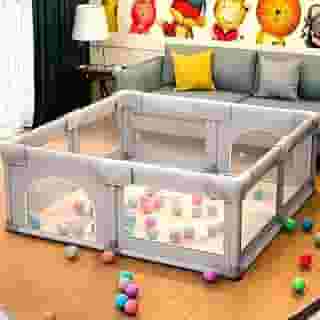 Cercadinho para Bebê 180x150 cm – Chiqueirinho Grande, Portátil e Dobrável | Playground Infantil Seguro para Uso Interno e Externo