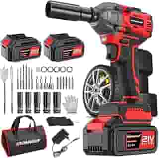 Brushless Chaves de Impacto Potente A Bateria Eletrica Parafusadeira Furadeira Parafusadeira 520Nm 800Nm 1200Nm (520N Chave De Impacto-A)