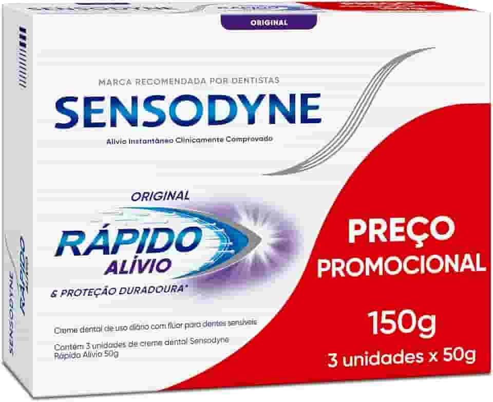 Sensodyne Creme Dental, Sensibilidade e Rápido Alívio e Proteção Duradoura Leve 3 e Pague 2, Alívio Instantâneo, 50g cada