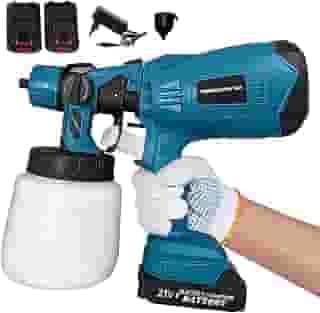 21V Pistola de Pintura Elétrica Portátil, 800ml Pulverizador de Tinta, 2 Baterias Ferramentas Eletricas, Pulverizador Manual para Projetos Domésticos
