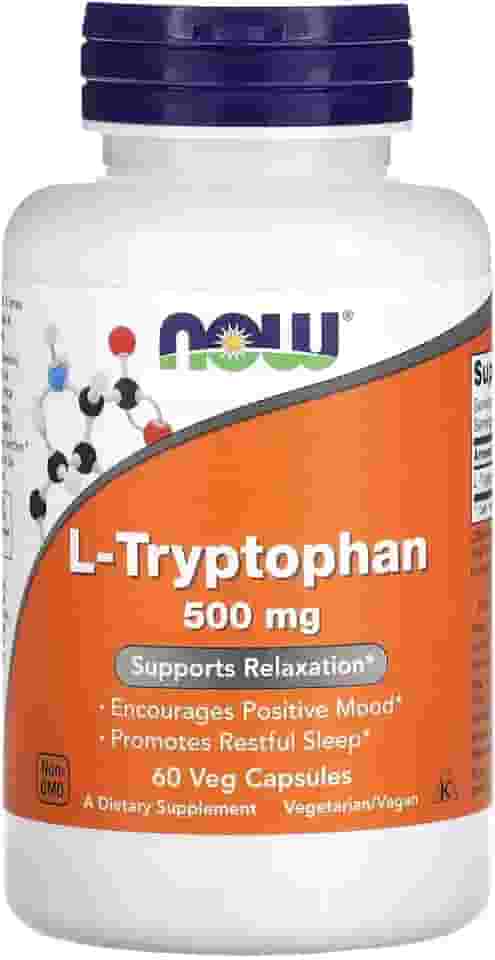 L-Tryptophan Triptofano 500mg Now Foods (60 Cápsulas Vegetarianas)