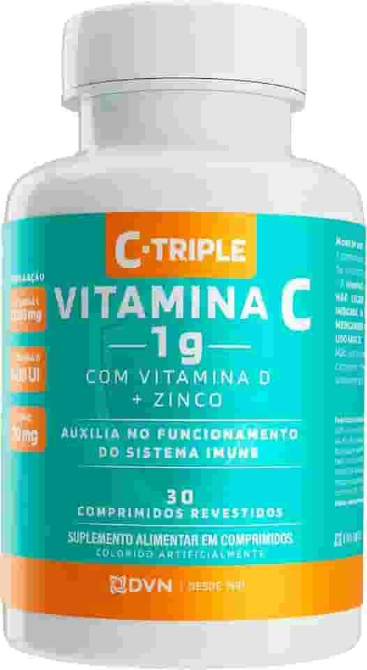 Vitamina C 1g + D 400 ui + Zinco 10mg 30 Comprimidos - C-Triple - Imunidade e Antioxidante
