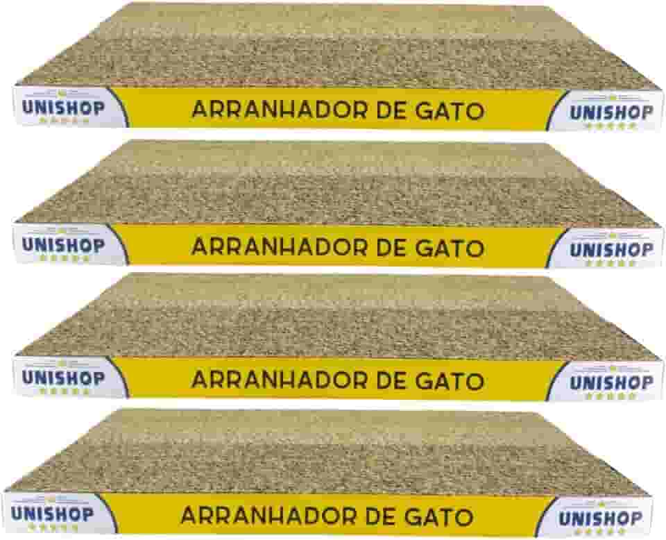 Kit 4 Arranhadores de Gato em Papelão Ondulado Anti Estresse Aparência de Madeira