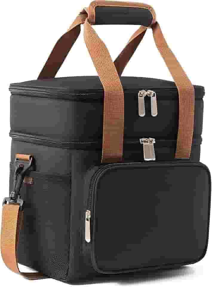 Bolsa Térmica Grande Espaçosa Dois Compartimentos Lancheira Para Marmita, Passeio, Escola, Faculdade, Trabalho Bolsa Para Marmita (Preto)