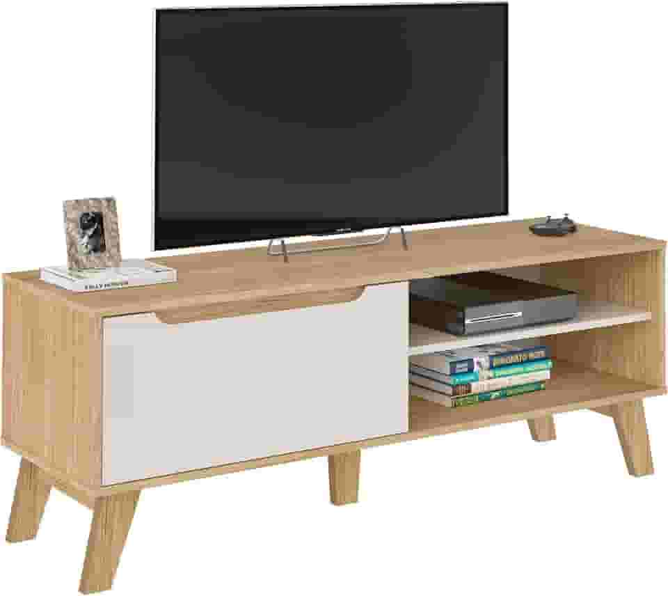 Rack para Tv ate 60" com porta basculante LOTUS cor Carvalho com Off White - Artely