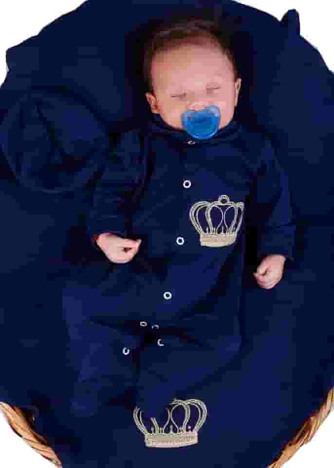 Saída Maternidade Menino Coroa 4 peças Roupas de Bebê