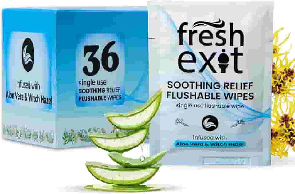 Lenços umedecidos para hemorróidas laváveis – 36 unidades – embalados individualmente com hamamélis e aloe vera, lenços grandes e discretos de viagem para adultos, calmantes e suaves para a