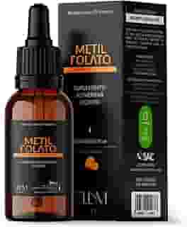 Vitamina B9 Metilfolato em Gotas Sublingual 30 mL ELLYM NUTRITION Sabor Laranja O Ácido Fólico Auxilia na Formação do Tubo Neural do Feto Durante a Gravidez